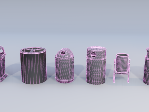 trash recycling bins 3D Model
