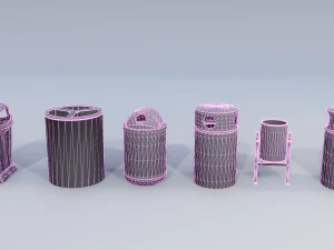 trash recycling bins 3D Model