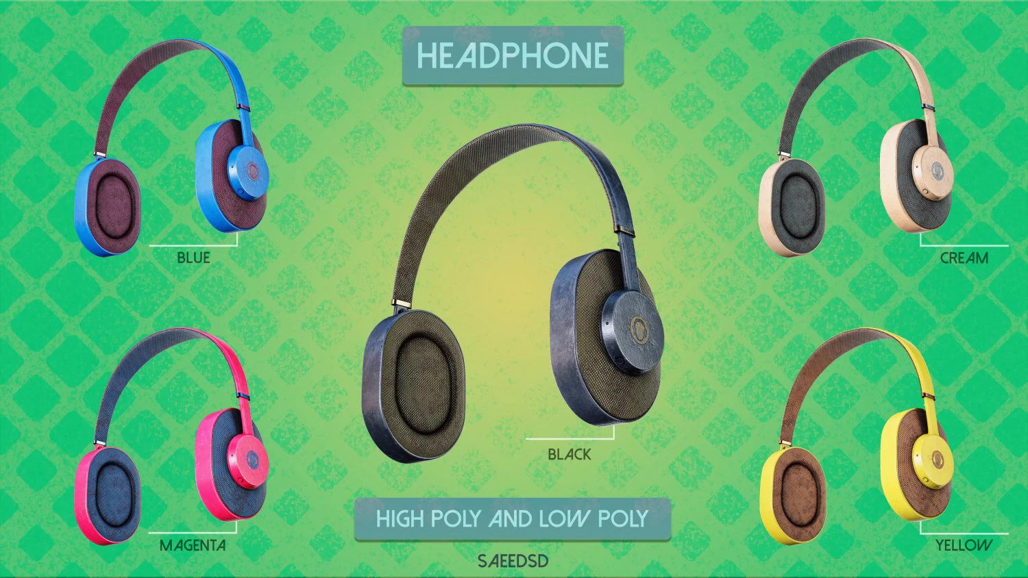 HeadPhone-01 3D Model .c4d .max .obj .3ds .fbx .stl .blend