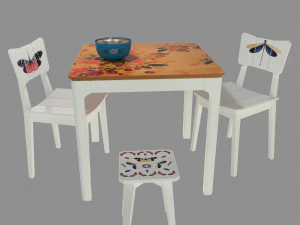st&oacute;ł i krzesło Model 3D