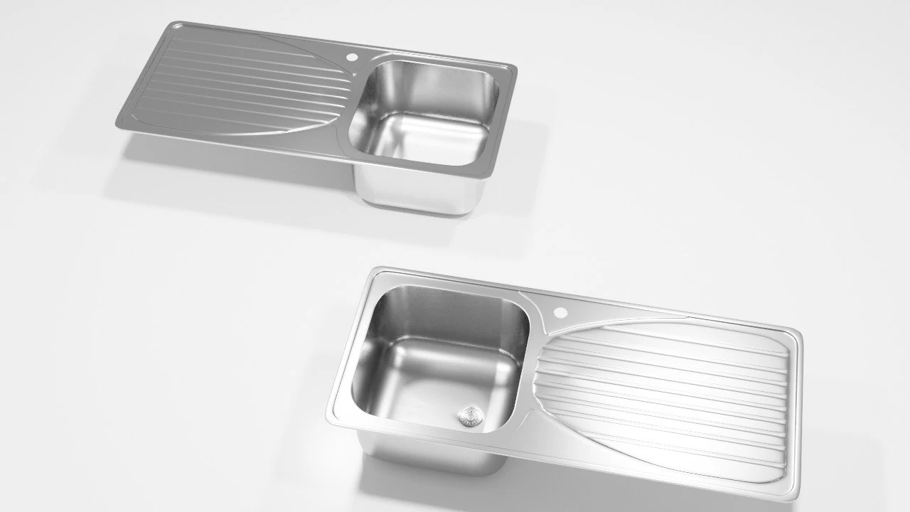 single bowl kitchen sink 3D Model .c4d .max .obj .3ds .fbx .stl .blend