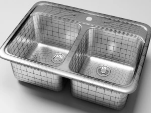 double bowl kitchen sink 3D Model