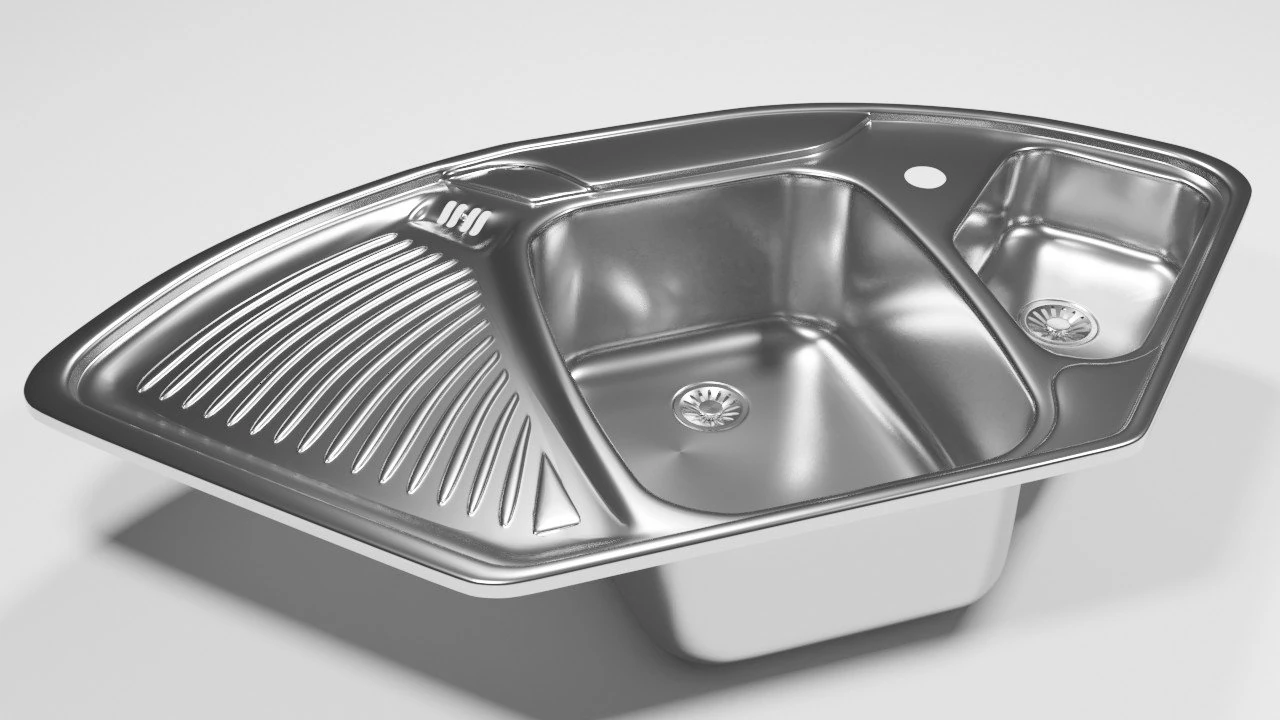 corner kitchen sink 3D Model .c4d .max .obj .3ds .fbx .stl .blend