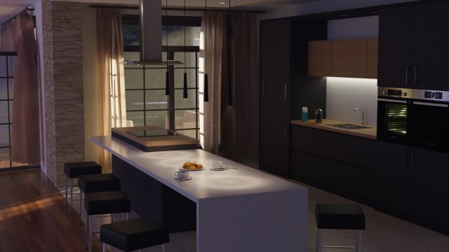 modern kitchen 3D Model .c4d .max .obj .3ds .fbx .stl .blend 