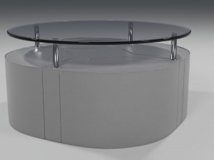 coffee table with leather tabourets 3D Model