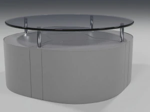 table basse avec tabourets en cuir Modèle 3D
