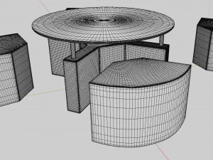 coffee table with leather tabourets 3D Model