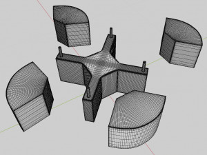 coffee table with leather tabourets 3D Model