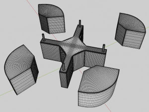 coffee table with leather tabourets 3D Model