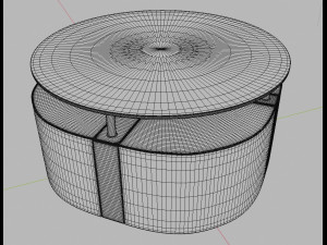 coffee table with leather tabourets 3D Model