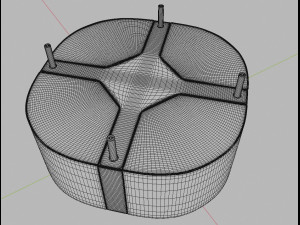 coffee table with leather tabourets 3D Model