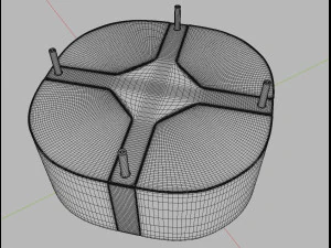 coffee table with leather tabourets 3D Model