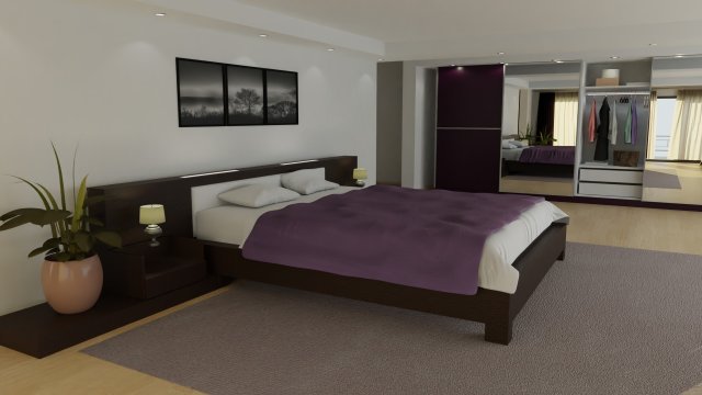 bedroom 3D 모델 .c4d .max .obj .3ds .fbx .stl .blend 