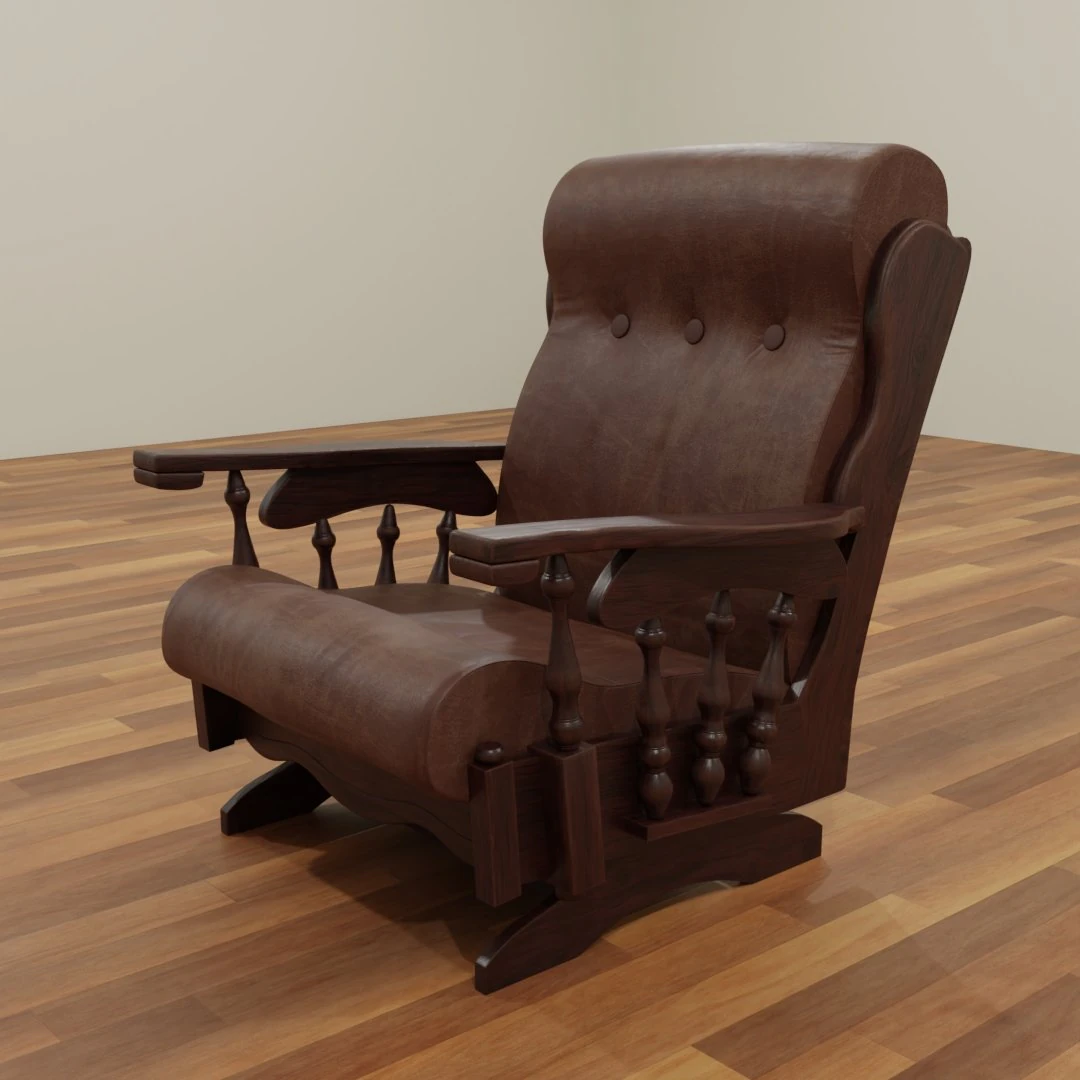 old rocking chair 3D Model .c4d .max .obj .3ds .fbx .stl .blend 