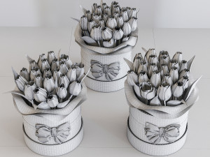 tulips in a gift box with a bow 3Dモデル
