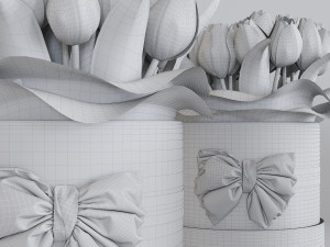 tulips in a gift box with a bow 3Dモデル