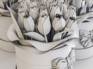 tulips in a gift box with a bow 3Dモデル