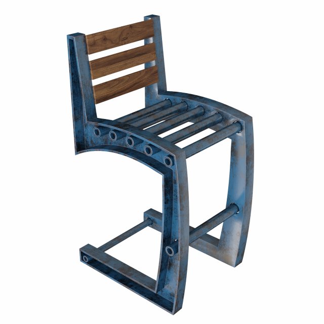 metal frame industrial chair Modelo 3D .c4d .max .obj .3ds .fbx .stl .blend 