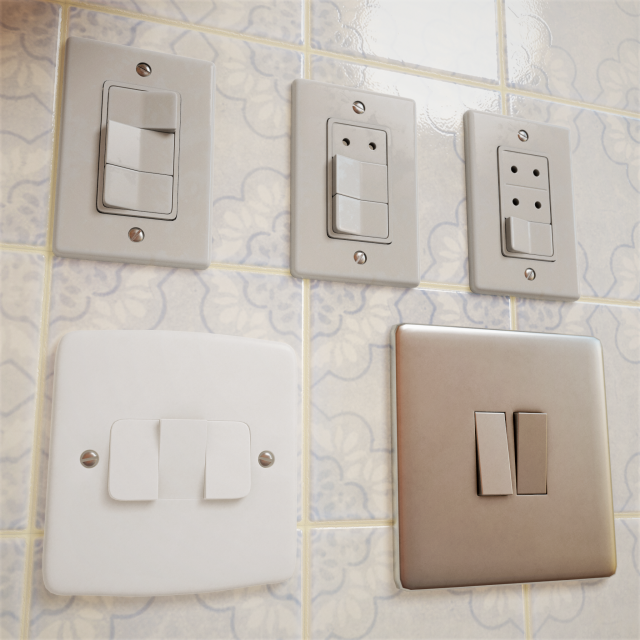 light switch collection - 5 models-low poly- high poly - textures for pbr and non-pbr material Modèle 3D .c4d .max .obj .3ds .fbx .stl .blend 