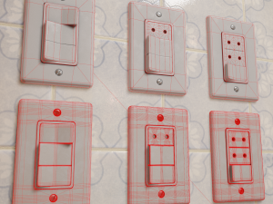 light switch collection - 5 models-low poly- high poly - textures for pbr and non-pbr material Modèle 3D