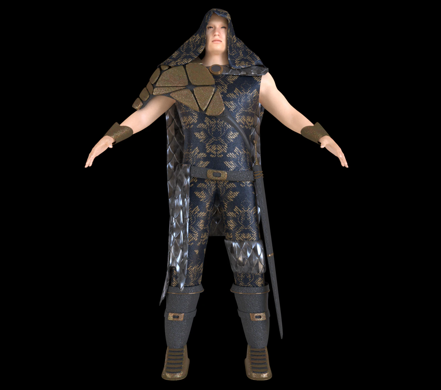 medieval character knight armor sword warrior low-poly 3D Model .c4d .max .obj .3ds .fbx .stl .blend 
