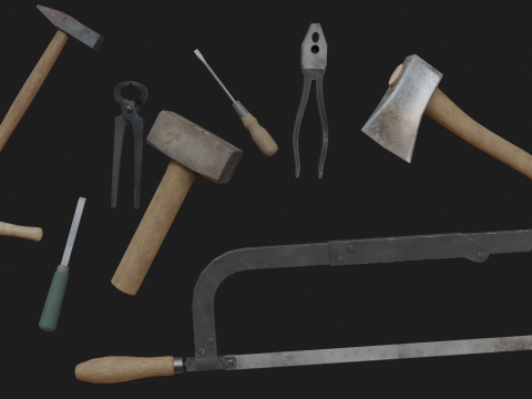 Old tools Low-poly Modelo 3D