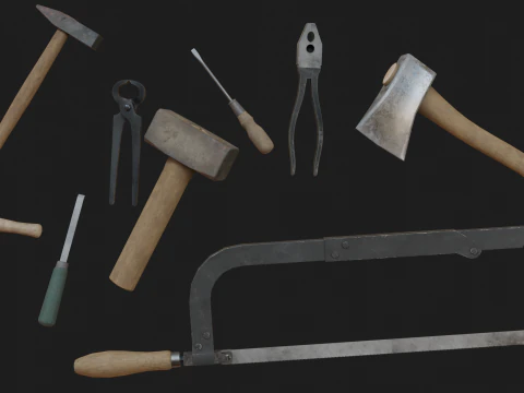 Vecchi strumenti Low-poly Modello 3D