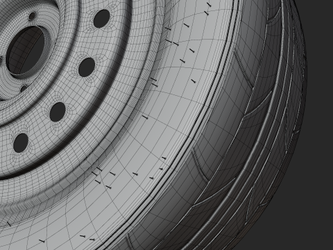 Car Wheel Sport High Poly Tire with Rims 3D Model