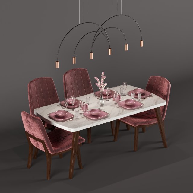 dinner table 3D Модель .c4d .max .obj .3ds .fbx .stl .blend 