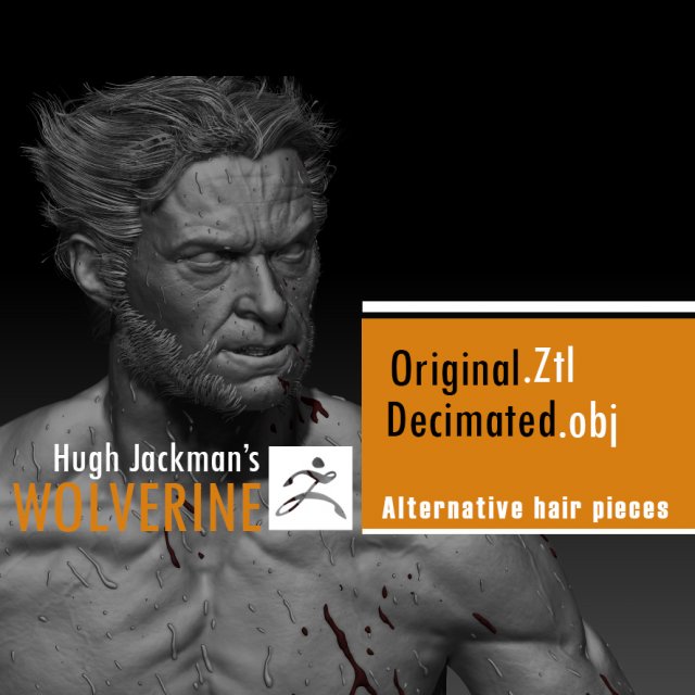 hugh jackmans wolverine 3D 打印模型 .c4d .max .obj .3ds .fbx .stl .blend 