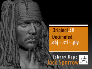 Johnny Depp Jack Sparrow - Pirates des Cara&iuml;bes Modèles 3D en vedette