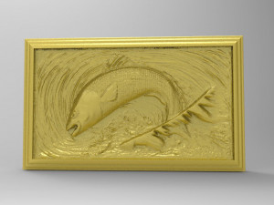 fish scene tableau 3d stl model for cnc Modèles 3D en vedette