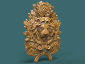 lion head medallion 3d stl model for cnc 3D प्रिंट मॉडल