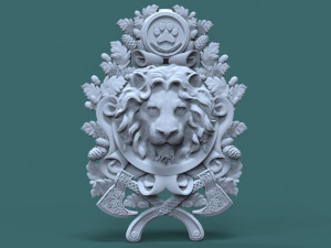 lion head medallion 3d stl model for cnc 3Dプリントモデル