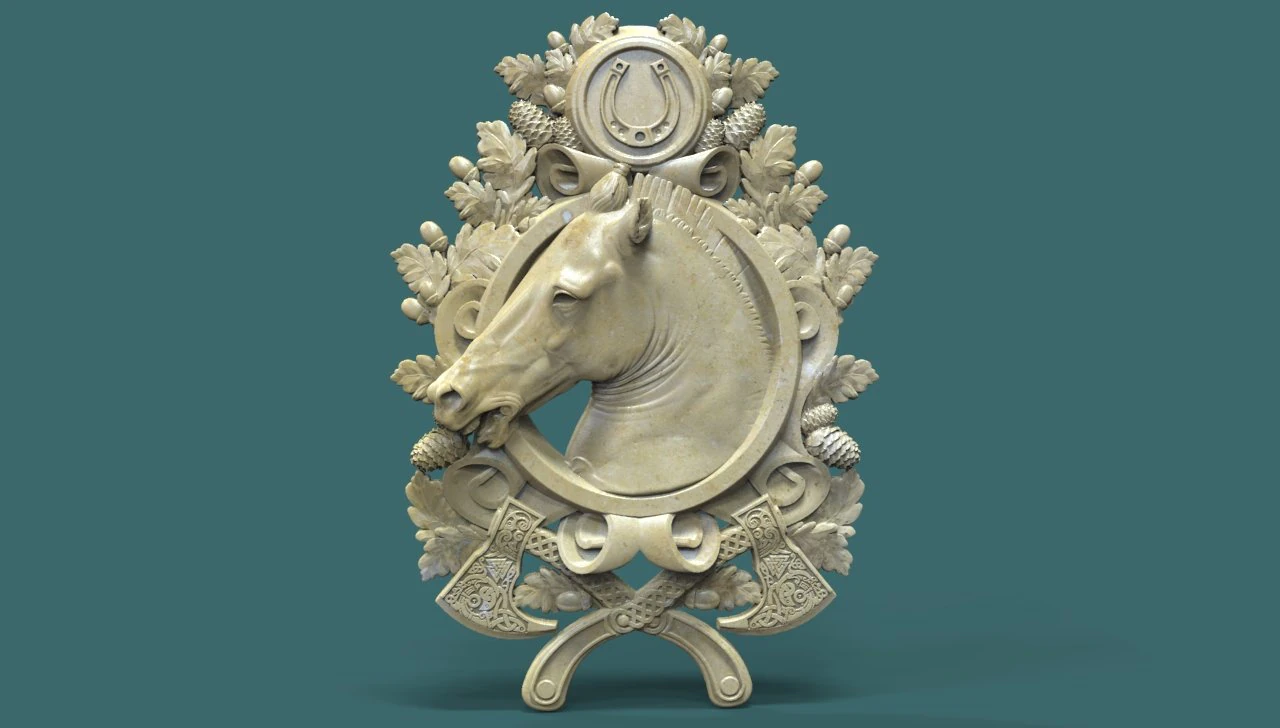 horse head medallion 3d stl model for cnc 3D Print Model .c4d .max .obj .3ds .fbx .stl .blend 