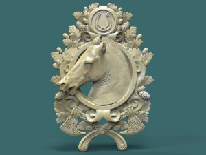 말 머리 메달 3D 모델 CNC 용 STL 모델 3D 프린트 모델