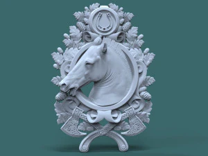 horse head medallion 3d stl model for cnc 3D Print Model