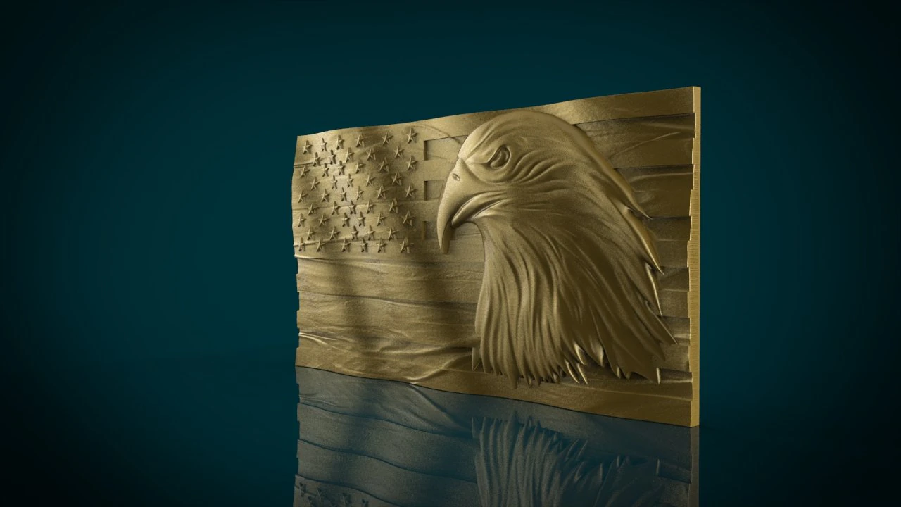 american flag and eagle stl model for cnc and 3d printer 3D Print Model .c4d .max .obj .3ds .fbx .stl .blend 