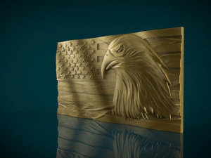 Modelo stl de bandera americana y águila para cnc e impresora 3d Modelo de impresión 3D