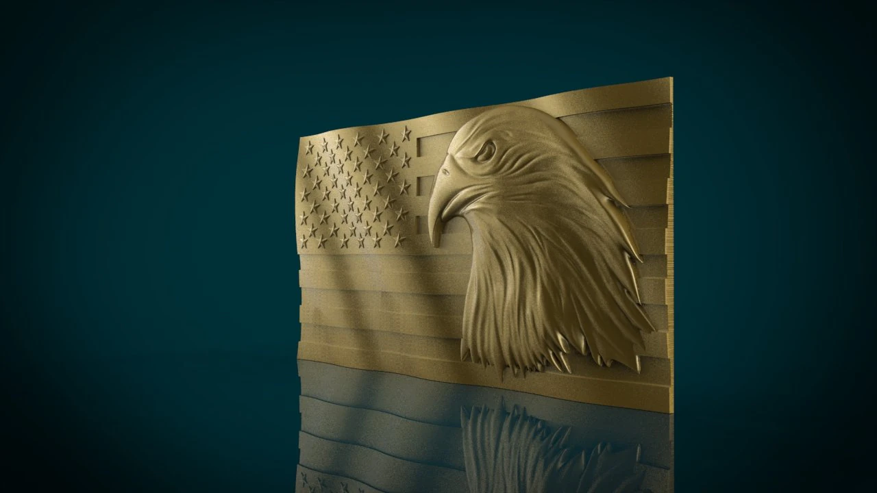 american flag and eagle stl model for cnc and 3d printer 3D Print Model .c4d .max .obj .3ds .fbx .stl .blend 