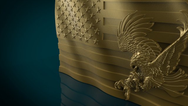american flag and eagle stl model for cnc and 3d printer 3Dプリントモデル .c4d .max .obj .3ds .fbx .stl .blend 