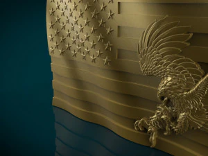 Modelo stl de bandera americana y águila para cnc e impresora 3d Modelo de impresión 3D