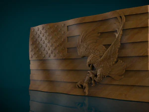 american flag and eagle stl model for cnc and 3d printer 3D Print Model