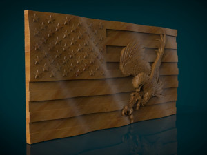 american flag and eagle stl model for cnc and 3d printer 3Dプリントモデル