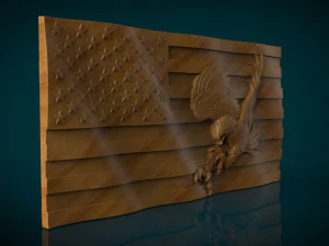 american flag and eagle stl model for cnc and 3d printer 3D Print Model
