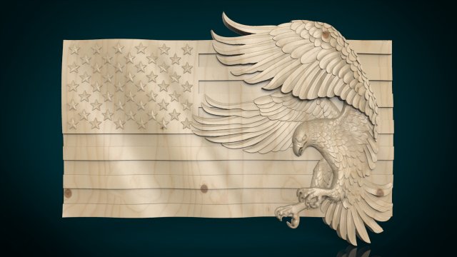 american flag and eagle stl model for cnc and 3d printer 3D Принт Модель .c4d .max .obj .3ds .fbx .stl .blend 