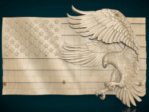Modelo stl de bandera americana y águila para cnc e impresora 3d Modelo de impresión 3D