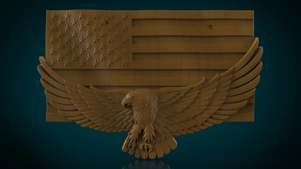 american flag and eagle stl model for cnc and 3d printer 3D Print Model .c4d .max .obj .3ds .fbx .stl .blend 