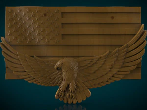 Modelo stl de bandera americana y águila para cnc e impresora 3d Modelo de impresión 3D