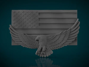 american flag and eagle stl model for cnc and 3d printer 3D Print Model